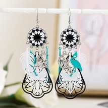 Long Black And White Drop Earrings For Women Girls Fashion Cute Flamingo Beautif - £17.37 GBP