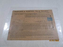 PORTLAND RUMFORD FALLS RAILWAY TAX STAMP  DOCUMENT DEC 24 1907  EPHEMERA - £36.19 GBP