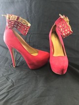 Shoedazzle Stiletto Heel Platform Matte Red Averil Woman&#39;s Size 7 KG Clu... - $24.75