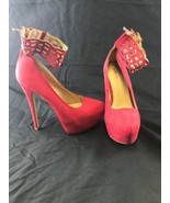Shoedazzle Stiletto Heel Platform Matte Red Averil Woman&#39;s Size 7 KG Clu... - $33.94 CAD