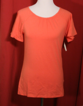 Amazon Essentials Womens S  Soft Knit T-Shirt Top Key Hole Orange - £7.95 GBP