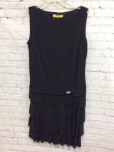 Clari.e. Women&#39;s Little Black Evening A line Dress Sleeveless Ruffles Sz 8 - £12.27 GBP