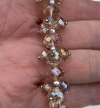 Amber Goldtone Crystal Bead Stretch Bracelet 27 grams Fits up to 8 Wrist  - $3.92 CAD