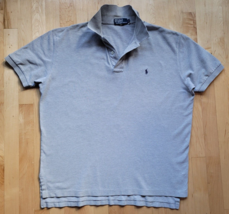 Ralph Lauren Polo Shirt Gray Mens Size Large Pony  Button Casual Short Sleeve - $29.08