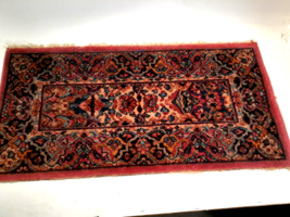 Vintage Oriental Area Rug, Hand Knotted, 34&quot; x 18&quot; - £69.21 GBP