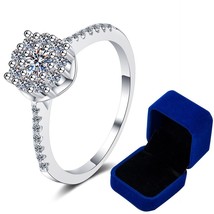 0.2CT Created Moissanite Ring For Women VVS Lab Diamond Halo Wedding Band Sterli - £26.72 GBP