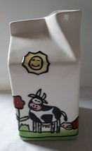 Ganz Ceramic Milk Carton Creamer 6” Tall Whimsical Farmhouse Country wit... - $12.95