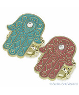 Hamsa Hand of Fatima Evil Eye Luck Charm Jewish Judaica Kabbalah CZ Stre... - $28.79 CAD
