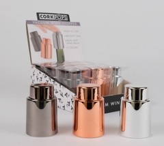 Wine Bottle Stopper Vacuum Air Retraction Metallic Silver, Copper, Bronze - $10.96 CAD