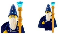 Minifigure Merlin Blue Wizard Magician Castle Knight Kingdom Gifts Toys - £21.10 GBP