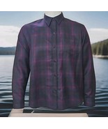 Ralph Lauren Wool Shirt Womens Sz XL Purple Red Shadow Plaid Button Long... - $74.12 CAD