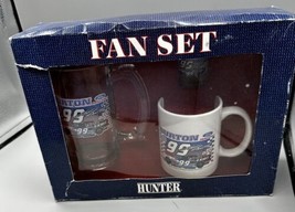 Sports Glassware Hunter Burton Nascar Fan Set Beer Glass Coffee Mug Shot Glass - £10.98 GBP