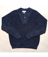 Cabela&#39;s Blue Heavy Knit 100% Cotton Henley Sweater - Men&#39;s Size Large - $576.60 MXN
