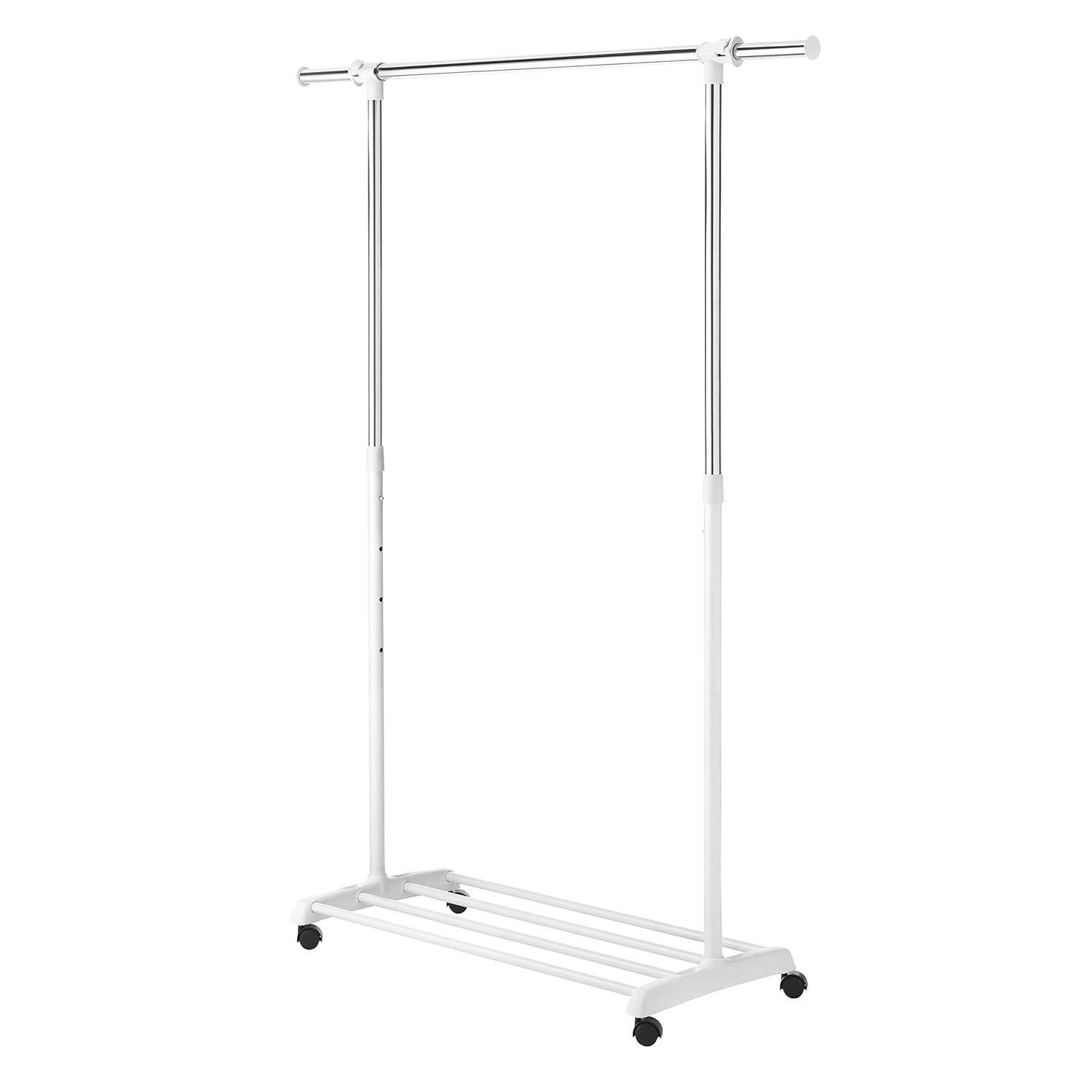 Whitmor Deluxe Adjustable Garment Rack - Rolling Clothes Organizer - White and C