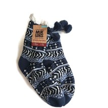 MUK LUKS Womens Cabin Socks L/XL Shoe Size 8/10 Blue White Black Warm and Cozy - £14.40 GBP