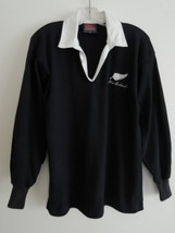 Rugby Shirt Size M Canterbury New Zealand Black Cotton Polo Jersey Vtg 80s EUC - £53.07 GBP