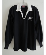 Rugby Shirt Size M Canterbury New Zealand Black Cotton Polo Jersey Vtg 80s EUC - $67.49