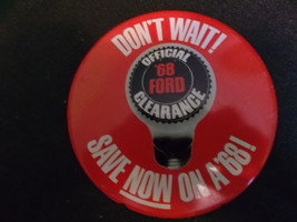 Ford Motor Company Official Ford Clearance Pin Back Button in Red Original 1968 - £14.17 GBP