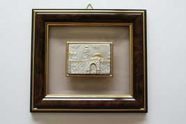 Jerusalem of Gold &amp; Silver Tower of David Silver Plated Plaque Crystal F... - £50.17 GBP