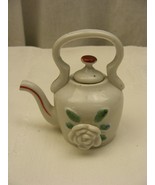 Vintage Occupied Japan Miniature White Teapot with Applied Handle and Fl... - $14.84