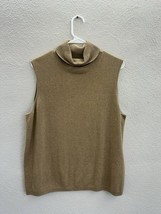 Lands End Womens Sweater Size Large 14-16 Brown Turtleneck Sleeveless Cashmere - £22.28 GBP