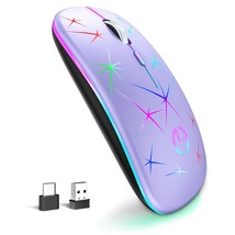 , 2.4G Portable Optical Quiet Rgb Mouse With Usb Receiver And Type C Adapter, 3  - £14.84 GBP
