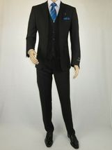 Mens Angelo Rossi 3PC vested Formal or Business Suit poly Rayon 320 Black image 3