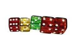 Vintage Classic Throwback Red Green Yellow 3/4&quot; 1/2&quot; Lucite Dice Vibrant... - $10.00