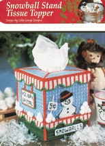 Plastic Canvas Snowball Stand Tissue Top Picture Centerpiece Bear Tote P... - £7.85 GBP