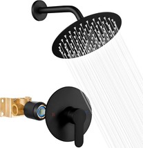 Matte Black 8-Inch Round Showerhead Bathroom Rainfall Shower System Wall... - $52.94