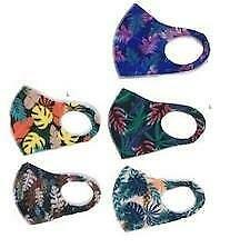 5 pack TROPICAL LEAVES face Mask with Filter Sleeve. Washable reusable m... - $12.34