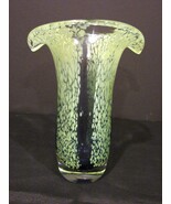 Murano Style Green &amp; Blue Art Glass Fluted Vase - $100.00