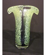 Murano Style Green &amp; Blue Art Glass Fluted Vase - £79.93 GBP