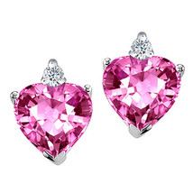 2.03CT Womens Stylish 14K Gold Heart Shape Pink Sapphire Stud Earrings - £24.92 GBP