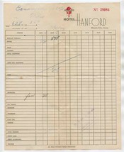 Hotel Hanford Guest Receipt Mason City Iowa 1949  - £12.66 GBP
