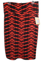 Lularoe Cassie Pencil Skirt Women&#39;s Large Knit Pull On Orange Black - £13.32 GBP