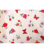 Lightweight Cotton Blend Vintage Fabric w/Flowers and Butterflies 2 1/8 yd - £8.84 GBP