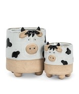 Cow Planter Pots Set of 2 with Legs Farmhouse Stoneware 5&quot; and 3&quot; high C... - £18.13 GBP