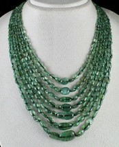 Antique Old Natural Emerald Beads Cabochon 7 L 528 Cts Gemstone Classic Necklace - £3,656.36 GBP