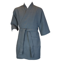Terrytown Thigh Length Waffle Weave Kimono Robe Grey - £39.28 GBP