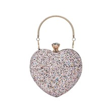 Heart Women Wedding Handbags With Handle Evening Bags Sequined Chain  Female  De - £145.85 GBP