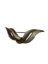 Large Vintage Signed CORO Gold-toned Twist Leaf Brooch/ Pin - £10.95 GBP