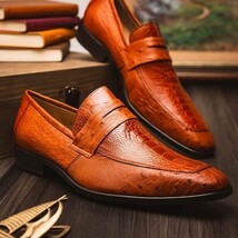 Fangio Classic Penny Loafer Genuine Ostrich Leg Quil Cognac image 6