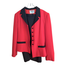 Kasper ASL Womens 8P Petite Notch Blazer &amp; Skirt Suit Red Black 2 Piece ... - $39.60