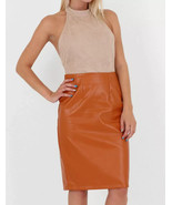 Stylish Women&#39;s Lambskin Pure Leather Skirt Knee Length Multi color Part... - $2,098.80 MXN+