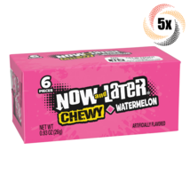 5x Packs Now & Later Chewy Watermelon Flavor Candy | 6 Pieces Per Pack | .93oz | - £6.55 GBP