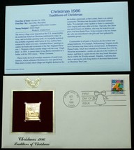 22¢ CHRISTMAS 1986 TRADITIONS OF XMAS 22K Gold Stamp USPS 1ST Day of Iss... - £8.90 GBP