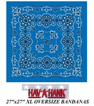 Hav-A-Hank XL BIG SUPER OVER-SIZED ROYAL BLUE PAISLEY 27&quot;BANDANA Head Ne... - £5.48 GBP