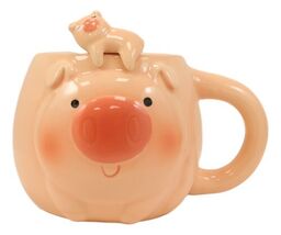 Pink Porky Pig Ceramic Coffee Cappuccino Cup Mug With Sleeping Piglet Sp... - $20.49