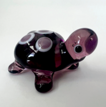 Murano Glass, Handcrafted Unique Lovely Baby Turtle Figurine, Purple Color - £21.63 GBP